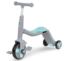Дитячий самокат 3в1 Best Scooter JT 10181. Самокат-біговел, світло, 8 мелодій, колеса PU. Блакитний
