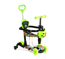 Дитячий скутер 5 в 1 Best Scooter LS-40203. З дод. колесами, захисним бампером, PU колеса із підсвічуванням. Зелений
