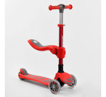 Дитячий самокат Best Scooter Т-06188. Складане алюмінієве кермо, сидіння, 4 PU колеса з підсвічуванням. Червоний