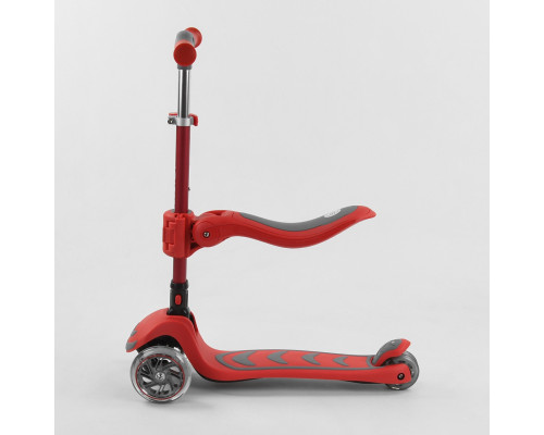 Дитячий самокат Best Scooter Т-06188. Складане алюмінієве кермо, сидіння, 4 PU колеса з підсвічуванням. Червоний