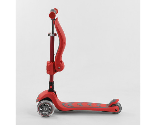 Дитячий самокат Best Scooter Т-06188. Складане алюмінієве кермо, сидіння, 4 PU колеса з підсвічуванням. Червоний