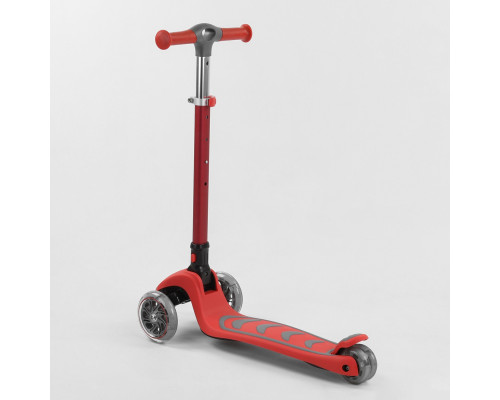 Дитячий самокат Best Scooter Т-06188. Складане алюмінієве кермо, сидіння, 4 PU колеса з підсвічуванням. Червоний