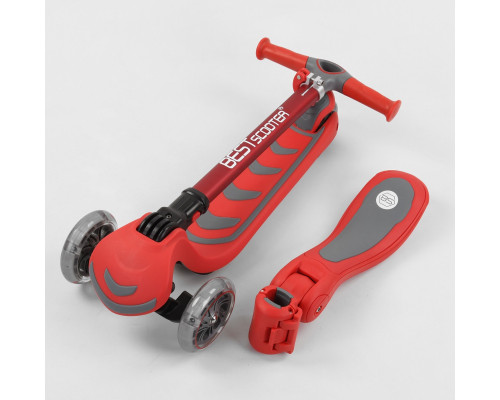 Дитячий самокат Best Scooter Т-06188. Складане алюмінієве кермо, сидіння, 4 PU колеса з підсвічуванням. Червоний