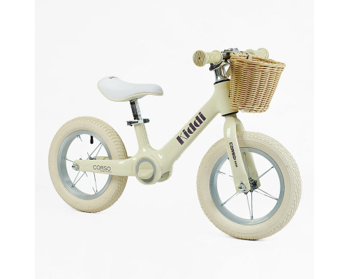 Дитячий велобіг CORSO KIDDI ML-12102. Магнієва рама, надувні колеса 12", підставка для ніг, кошик