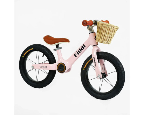 Дитячий велобіг CORSO KIDDI LT-14055. Магнієва рама, надувні колеса 14", підставка для ніг, кошик