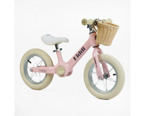 Дитячий велобіг CORSO KIDDI ML-12009. Магнієва рама, надувні колеса 12", підставка для ніг, кошик