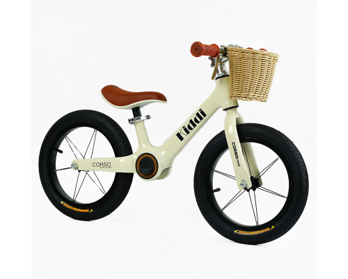 Дитячий велобіг CORSO KIDDI LT-14104. Магнієва рама, надувні колеса 14", підставка для ніг, кошик