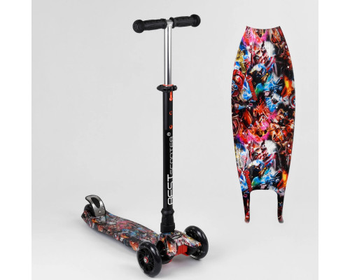 Дитячий самокат Best Scooter A 25780 MAXI. Пластмасовий, 4 PU колеса з підсвічуванням. Чорний