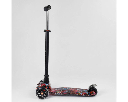 Дитячий самокат Best Scooter A 25780 MAXI. Пластмасовий, 4 PU колеса з підсвічуванням. Чорний