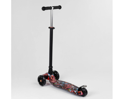 Дитячий самокат Best Scooter A 25780 MAXI. Пластмасовий, 4 PU колеса з підсвічуванням. Чорний