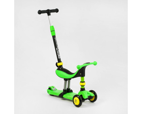 Самокат-велобіг 3в1 BS-30802 Best Scooter. 3 PU колеса з підсвічуванням, сидіння, амортизатори, батьківська ручка