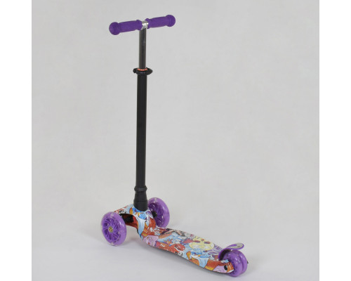 Дитячий самокат Best Scooter A 24664. Пластмасовий, 4 PU колеса з підсвічуванням. Фіолетовий