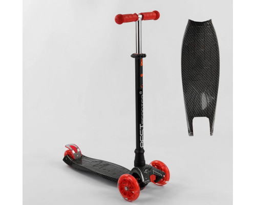 Дитячий самокат Best Scooter A 25772. Пластмасовий, 4 PU колеса з підсвічуванням. Чорний