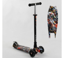 Дитячий самокат Best Scooter A 25779. Пластмасовий, 4 PU колеса з підсвічуванням. Чорний