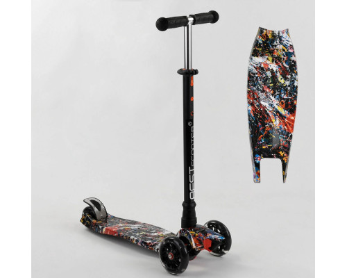 Дитячий самокат Best Scooter A 25779. Пластмасовий, 4 PU колеса з підсвічуванням. Чорний