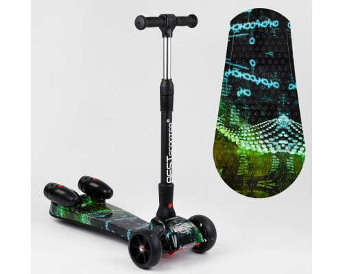 Дитячий самокат Best Scooter MAXI 65628. З парогенератором, музика, дим, світло, складане кермо. Чорний
