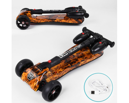 Дитячий самокат Best Scooter MAXI 89341. З парогенератором, музика, дим, світло, складане кермо. Червоний