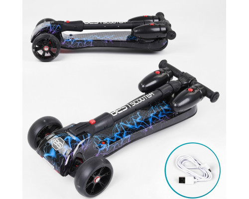 Дитячий самокат Best Scooter MAXI 94666. З парогенератором, музика, дим, світло, складане кермо. Синій
