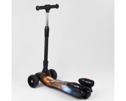 Дитячий самокат Best Scooter MAXI 65884. З парогенератором, музика, дим, світло, складане кермо. Чорний