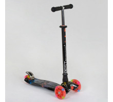 Дитячий самокат Best Scooter A 24659. Пластмасовий, 4 PU колеса з підсвічуванням. Чорний