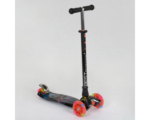 Дитячий самокат Best Scooter A 24659. Пластмасовий, 4 PU колеса з підсвічуванням. Чорний