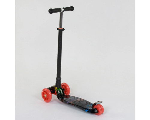 Дитячий самокат Best Scooter A 24659. Пластмасовий, 4 PU колеса з підсвічуванням. Чорний