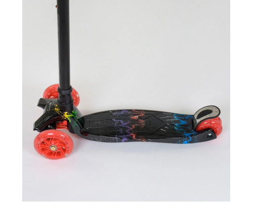 Дитячий самокат Best Scooter A 24659. Пластмасовий, 4 PU колеса з підсвічуванням. Чорний