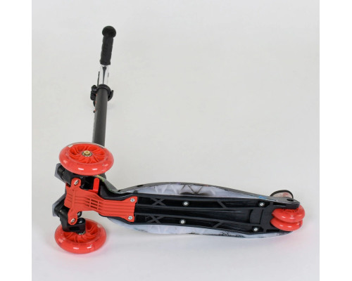 Дитячий самокат Best Scooter A 24659. Пластмасовий, 4 PU колеса з підсвічуванням. Чорний