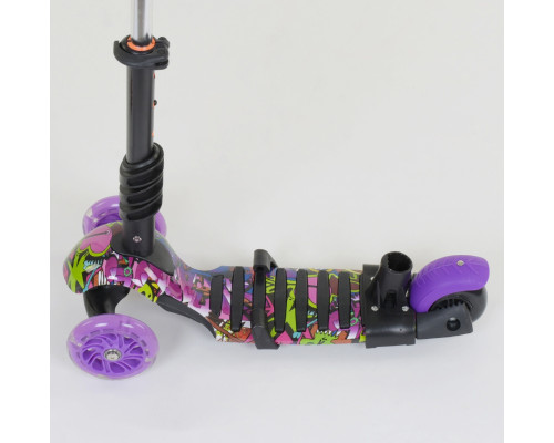 Самокат 5в1 Best Scooter 13400. Абстракція, 3 PU колеса з підсвічуванням. Фіолетовий