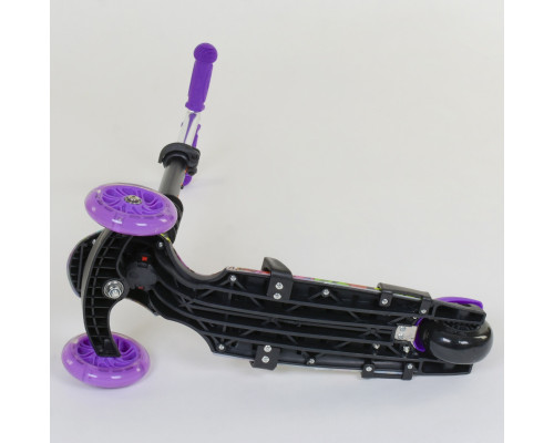 Самокат 5в1 Best Scooter 13400. Абстракція, 3 PU колеса з підсвічуванням. Фіолетовий
