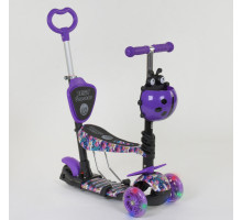 Самокат 5в1 Best Scooter 19870. Абстракція, 3 PU колеса з підсвічуванням. Фіолетовий