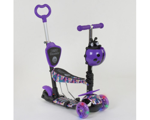 Самокат 5в1 Best Scooter 19870. Абстракція, 3 PU колеса з підсвічуванням. Фіолетовий