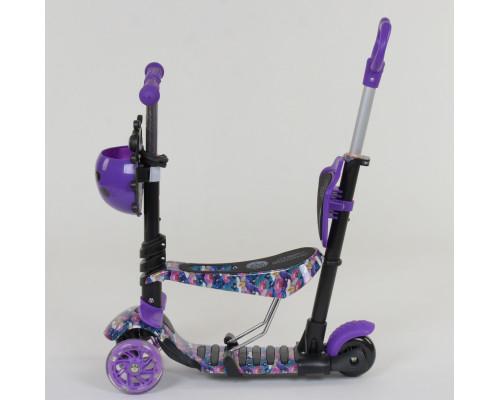 Самокат 5в1 Best Scooter 19870. Абстракція, 3 PU колеса з підсвічуванням. Фіолетовий