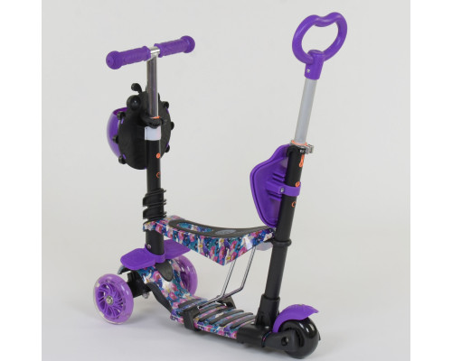 Самокат 5в1 Best Scooter 19870. Абстракція, 3 PU колеса з підсвічуванням. Фіолетовий