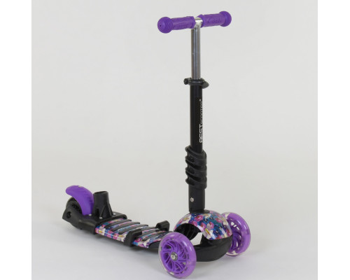 Самокат 5в1 Best Scooter 19870. Абстракція, 3 PU колеса з підсвічуванням. Фіолетовий