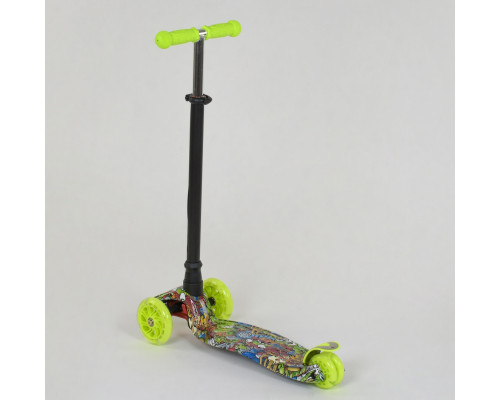Дитячий самокат Best Scooter A 24647. Пластмасовий, 4 PU колеса з підсвічуванням. Зелений
