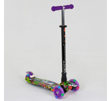 Дитячий самокат Best Scooter A 24646. Пластмасовий, 4 PU колеса з підсвічуванням. Фіолетовий