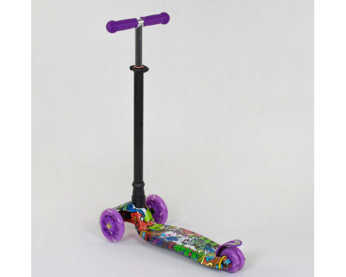 Дитячий самокат Best Scooter A 24646. Пластмасовий, 4 PU колеса з підсвічуванням. Фіолетовий