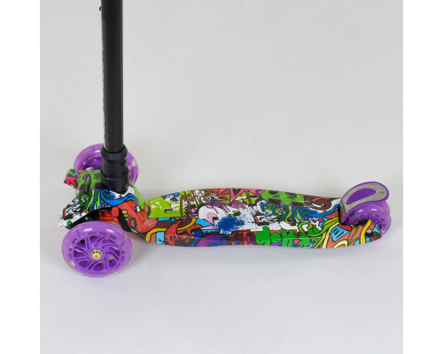 Дитячий самокат Best Scooter A 24646. Пластмасовий, 4 PU колеса з підсвічуванням. Фіолетовий