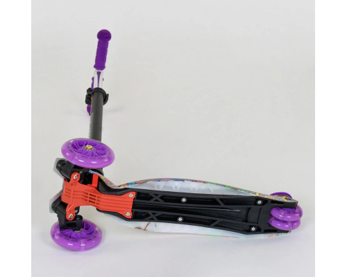Дитячий самокат Best Scooter A 24646. Пластмасовий, 4 PU колеса з підсвічуванням. Фіолетовий