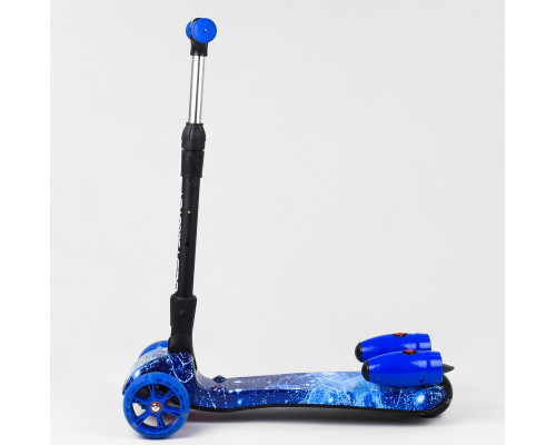 Дитячий самокат Best Scooter MAXI 13455. З парогенератором, музика, дим, світло, складане кермо. Синій