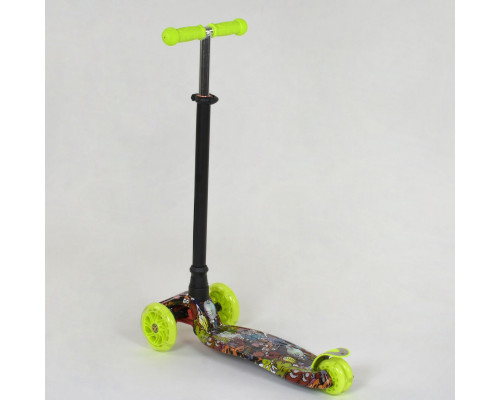 Дитячий самокат Best Scooter A 25470. Пластмасовий, 4 PU колеса з підсвічуванням. Зелений