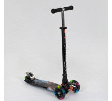 Дитячий самокат Best Scooter A 24662. Пластмасовий, 4 PU колеса з підсвічуванням. Чорний