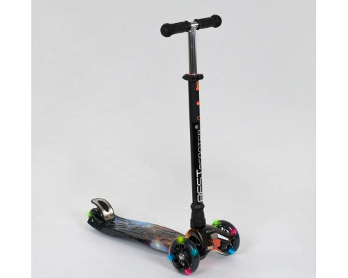 Дитячий самокат Best Scooter A 24662. Пластмасовий, 4 PU колеса з підсвічуванням. Чорний
