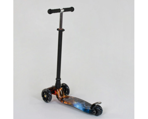 Дитячий самокат Best Scooter A 24662. Пластмасовий, 4 PU колеса з підсвічуванням. Чорний