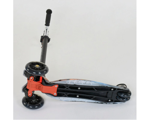 Дитячий самокат Best Scooter A 24662. Пластмасовий, 4 PU колеса з підсвічуванням. Чорний
