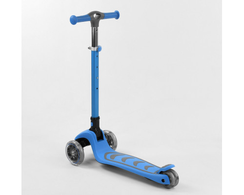 Дитячий самокат Best Scooter Т-04117. Складане алюмінієве кермо, сидіння, 4 PU колеса з підсвічуванням. Блакитний