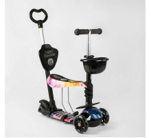 Самокат 5в1 Best Scooter 16102. Абстракція, 3 PU колеса з підсвічуванням. Білий