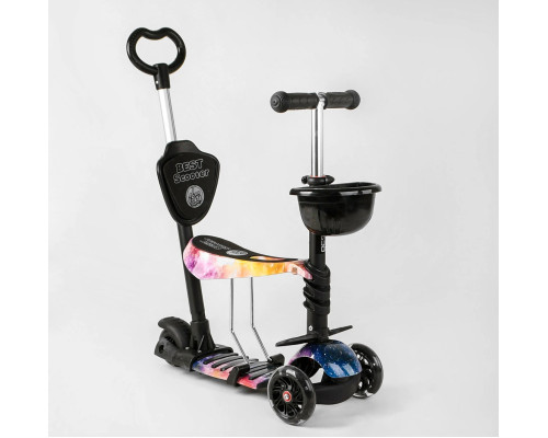 Самокат 5в1 Best Scooter 16102. Абстракція, 3 PU колеса з підсвічуванням. Білий