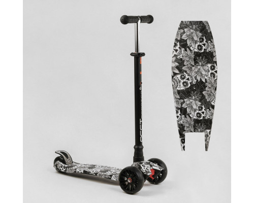 Дитячий самокат Best Scooter MAXI S-12208. Знімне кермо, колеса PU з підсвічуванням. Сірий